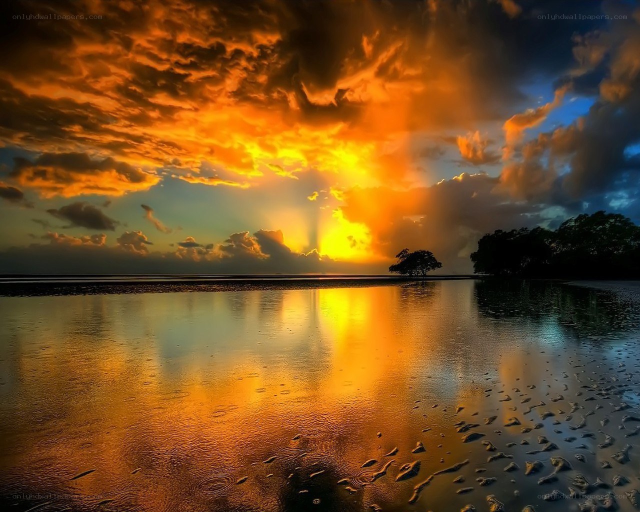 Sunset over calm waters