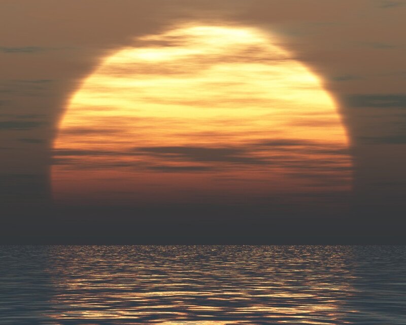Sunset over calm waters