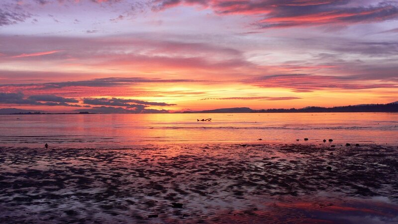 sunset over calm waters