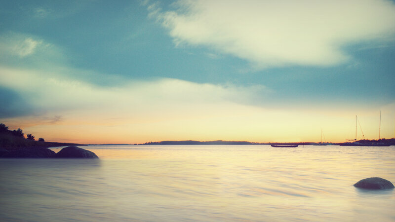 Sunset over calm waters