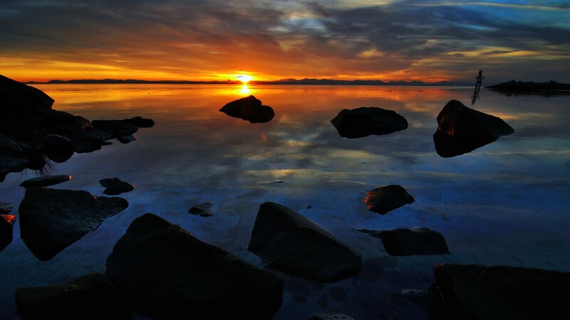 Sunset over calm waters