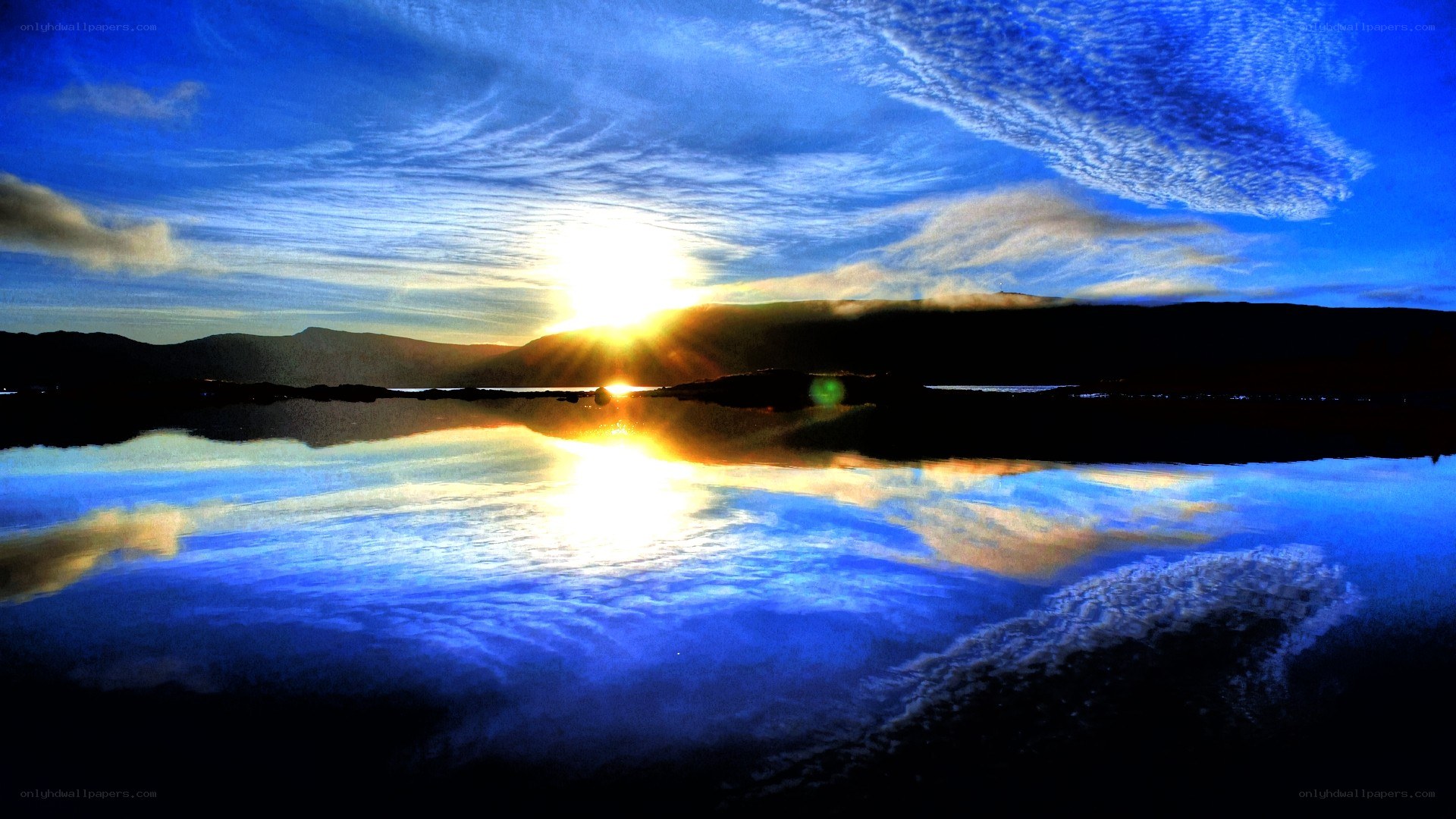 Sunset over calm waters