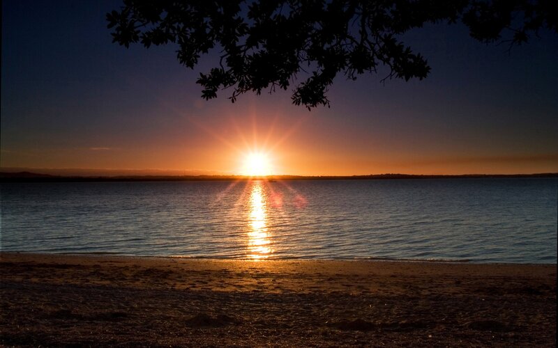Sunset over calm waters