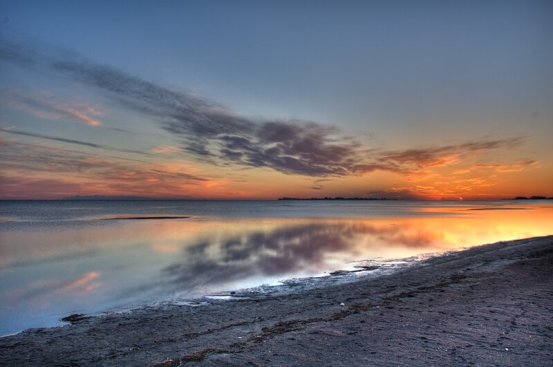 sunset over calm waters