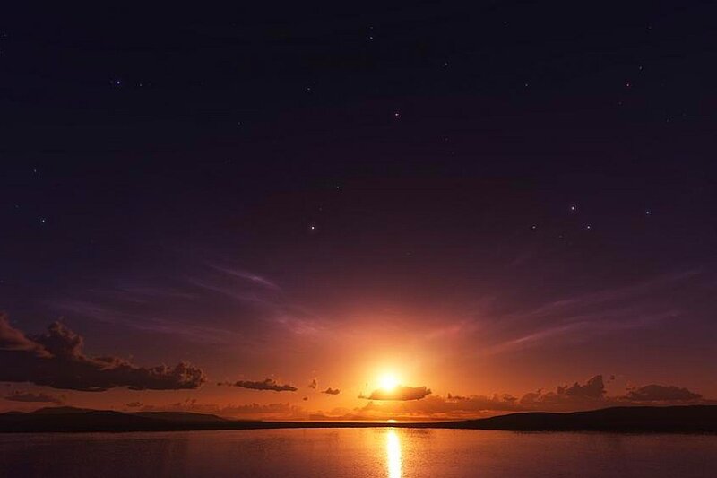 sunset over calm waters