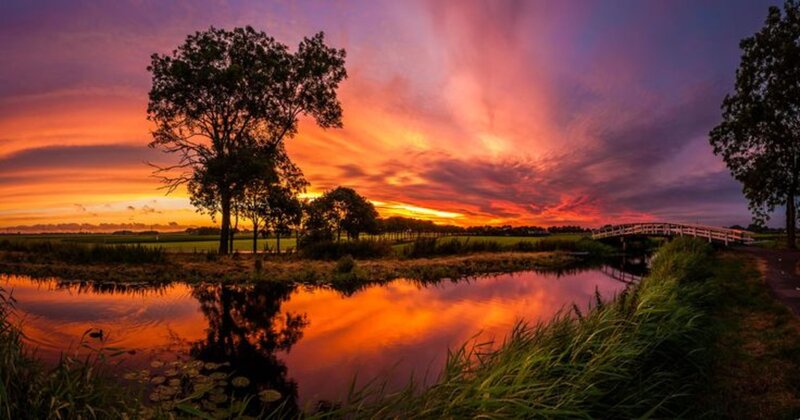 Sunset over Canal — Orange