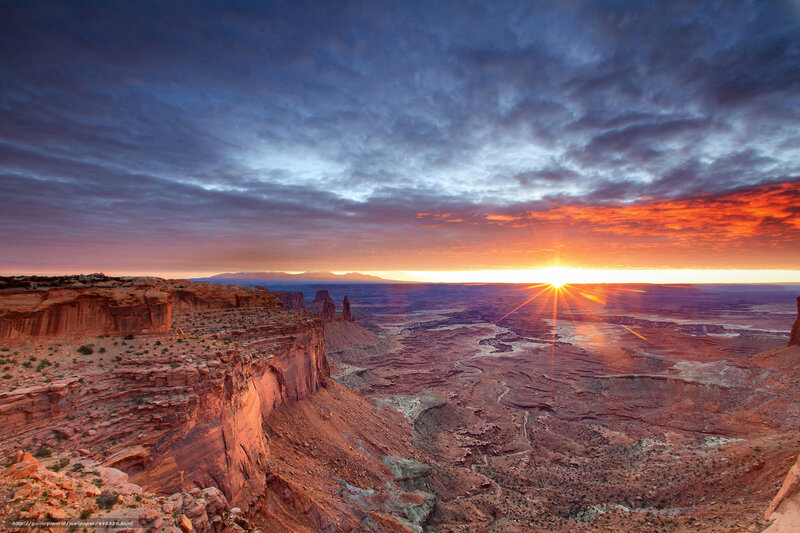 Sunset over canyon landscape