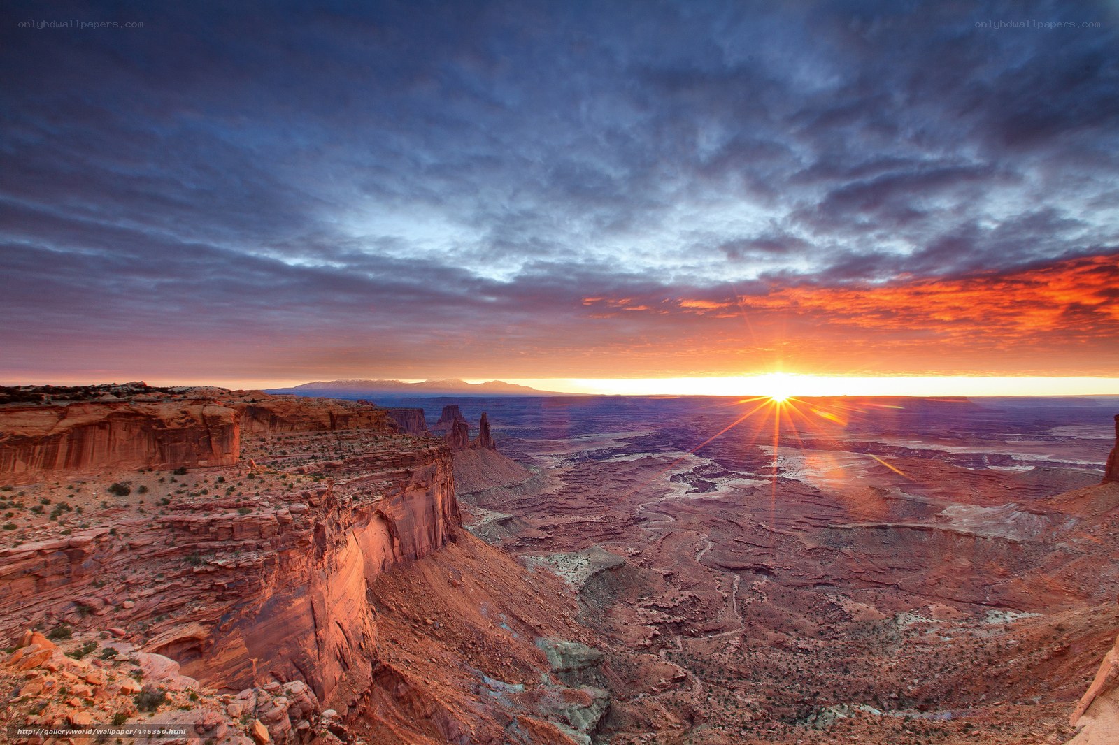 Sunset over canyon landscape