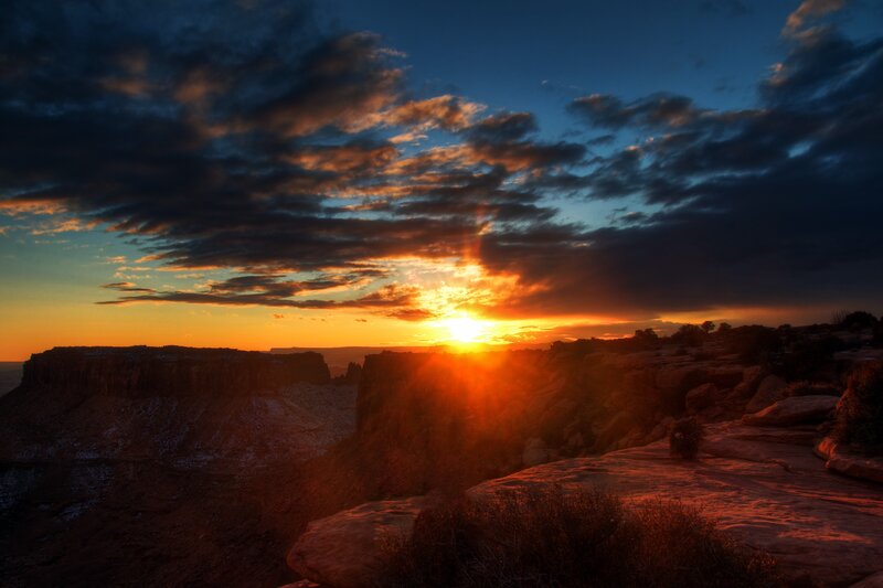 Sunset over Canyon — Orange, Dramatic, Photograph