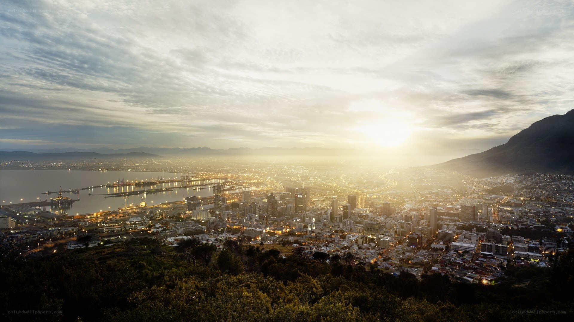 Sunset over Cape Town cityscape