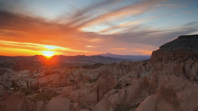 Sunset over Cappadocia landscape