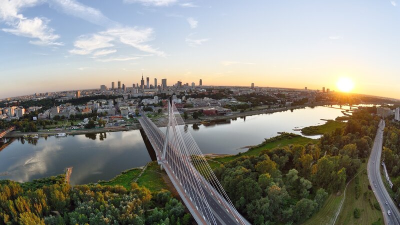 Sunset over City Bridge — Blue, Serene
