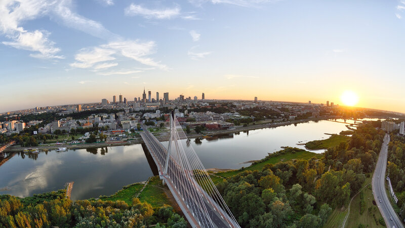 Sunset over City Bridge — Blue