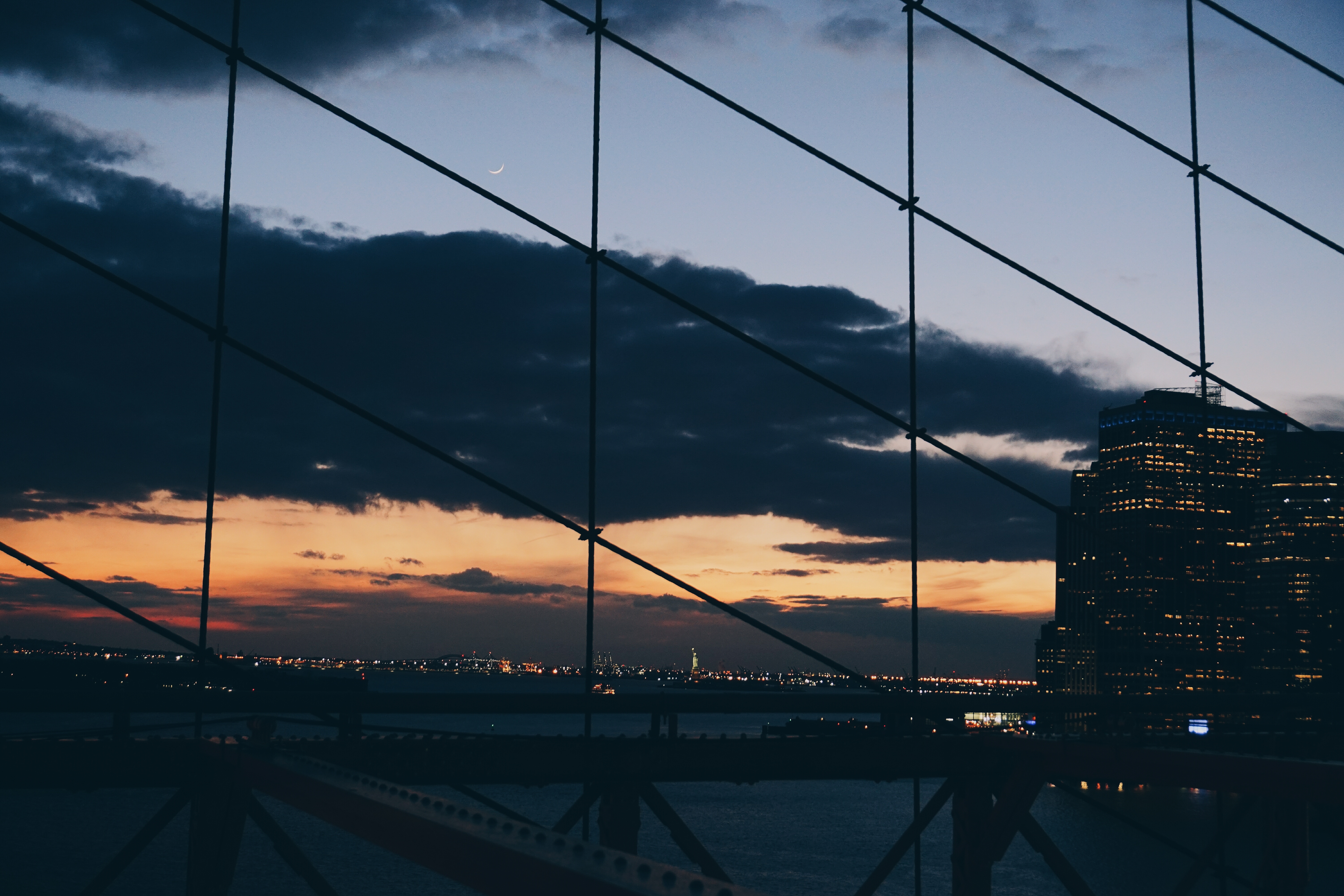 Sunset over city from bridge