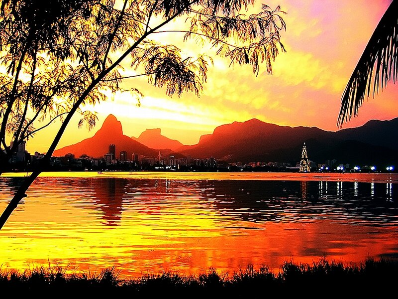 Sunset over City — Orange, Dramatic