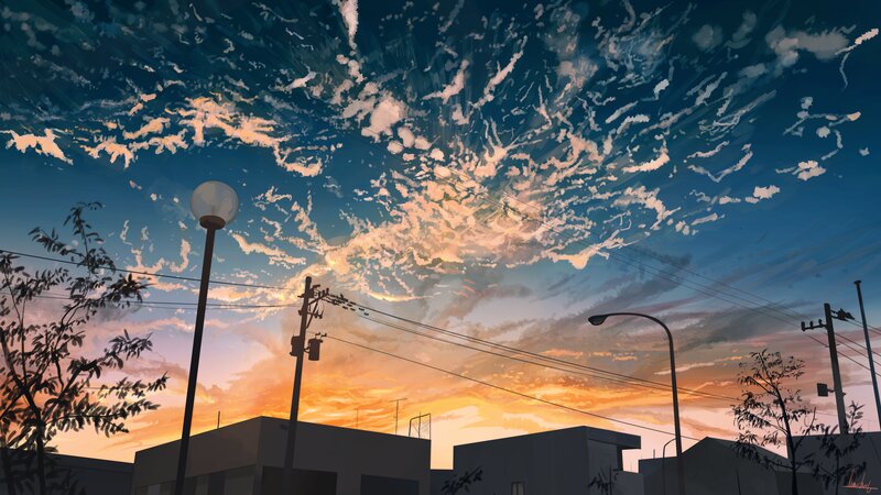 Sunset over City Rooftops — Orange