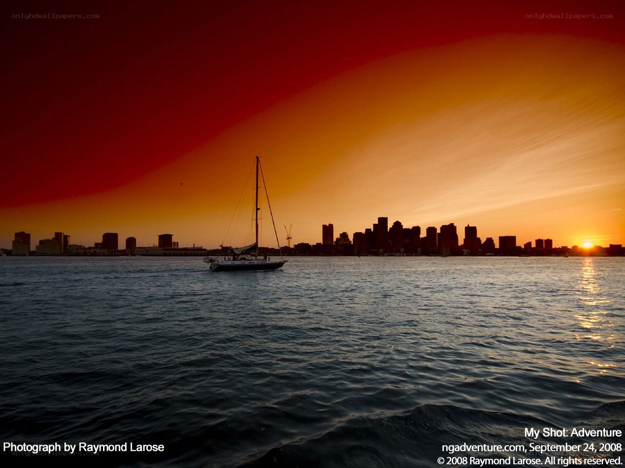 Sunset over city skyline