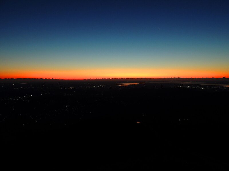sunset over city skyline