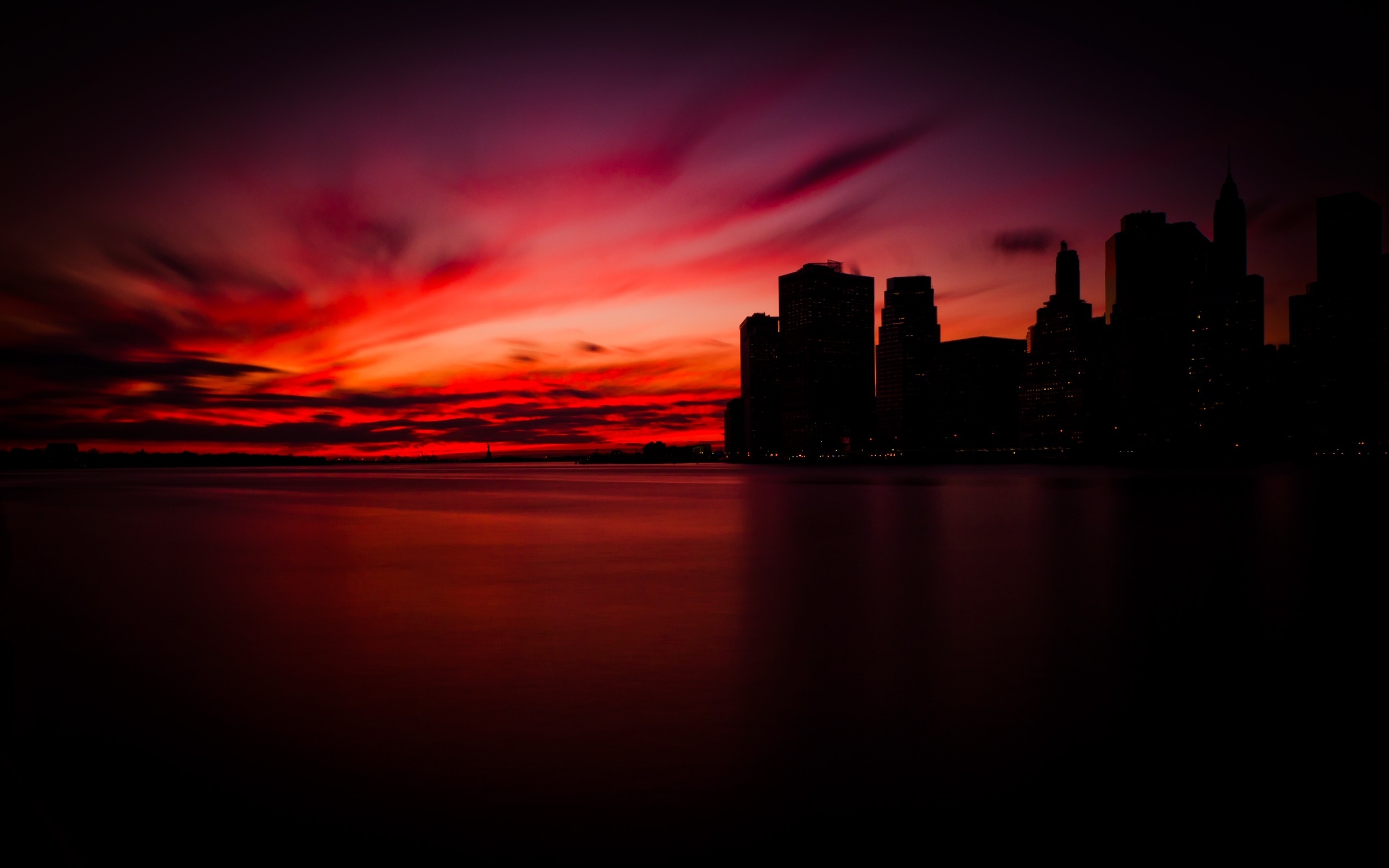 sunset over city skyline