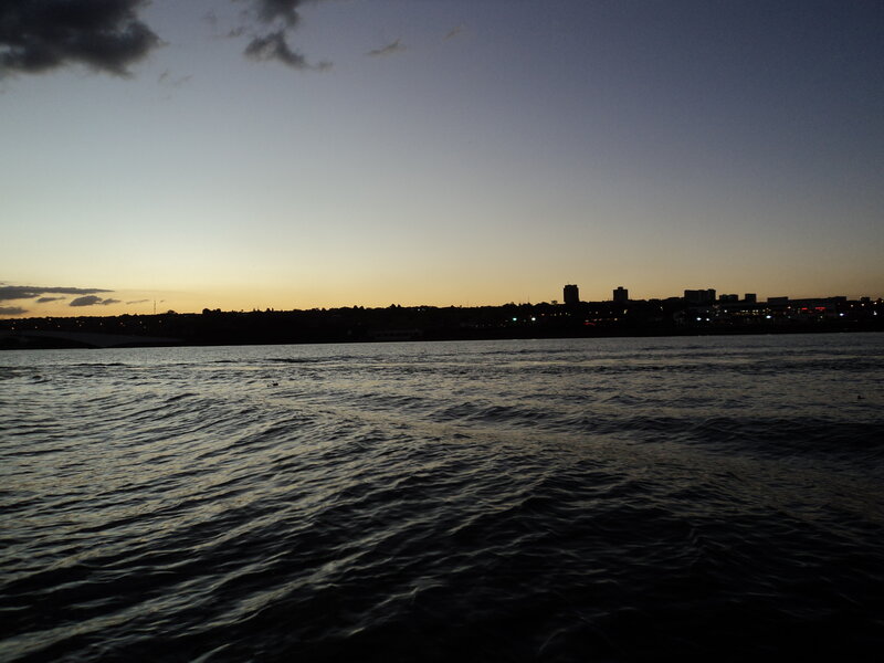 sunset over city skyline