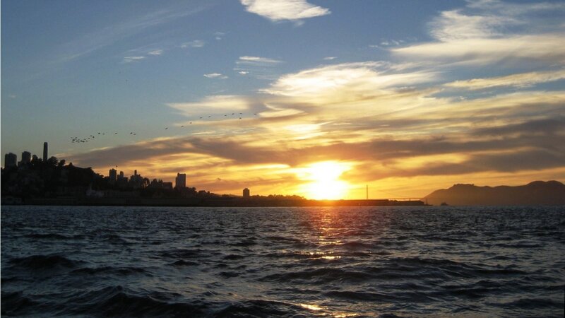 Sunset over City Skyline — Blue, Serene