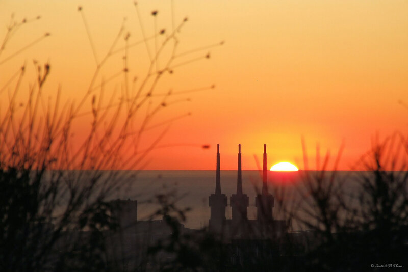 Sunset over City Skyline — Orange