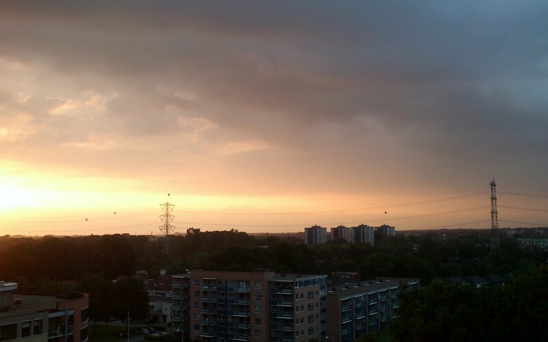 Sunset over Cityscape — Orange, Dramatic, Photograph, Buildings