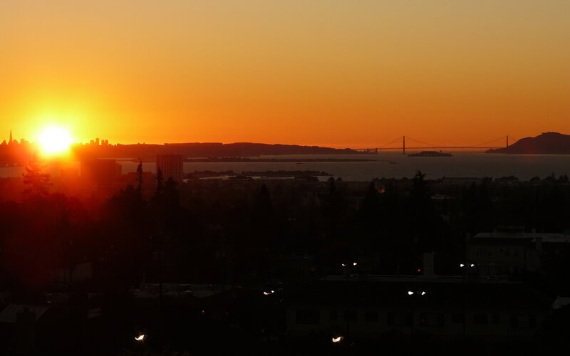 Sunset over Cityscape — Orange, Dramatic, Photograph, City Skyline