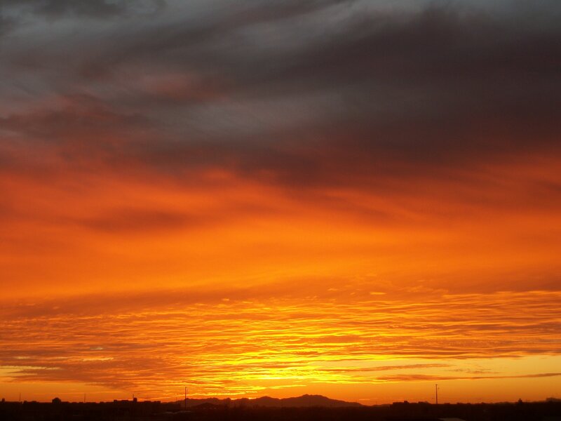 Sunset over Cityscape — Orange, Dramatic