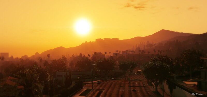 Sunset over Cityscape — Orange, Serene, 3d Render