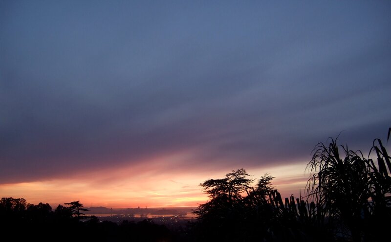 Sunset over Cityscape — Purple, Serene