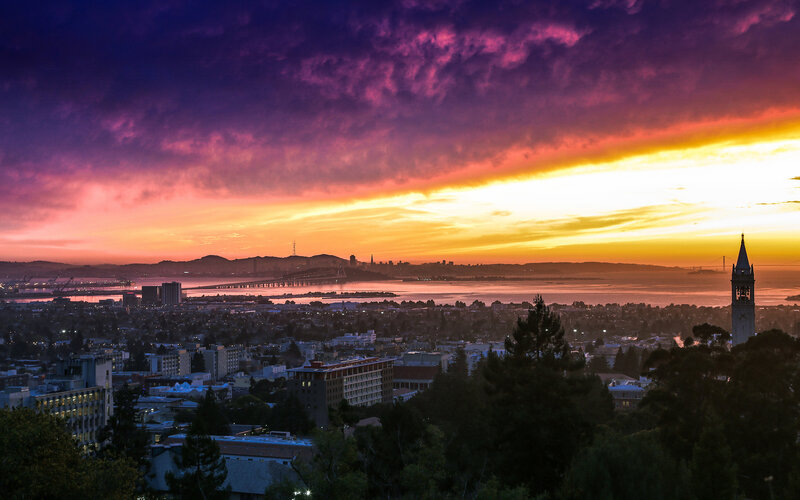 Sunset over Cityscape — Purple
