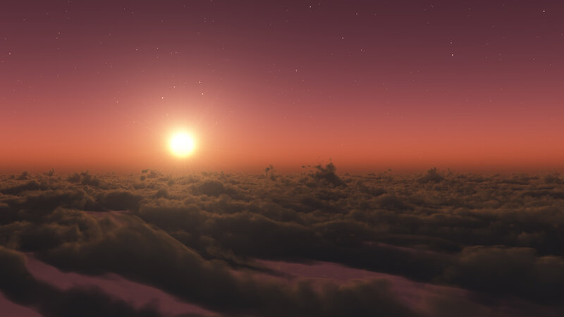 sunset over cloud cover