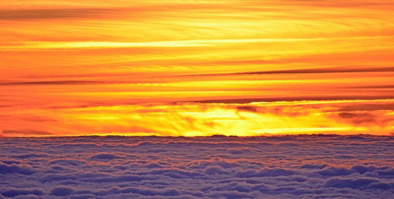 sunset over cloud sea