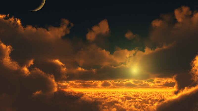 sunset over cloud sea