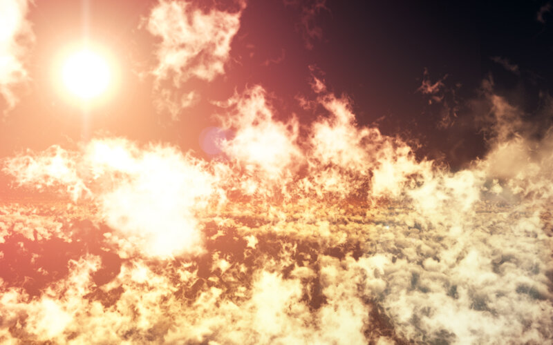 Sunset over clouds