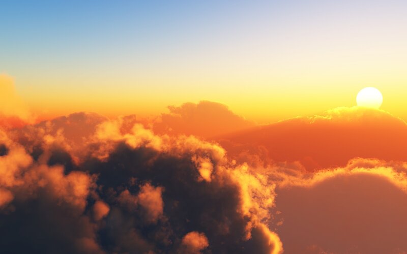 sunset over clouds
