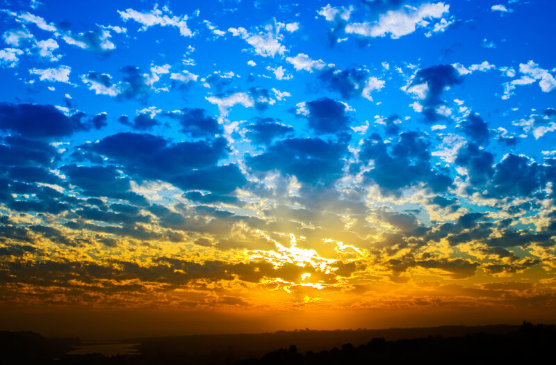 Sunset over Clouds — Blue