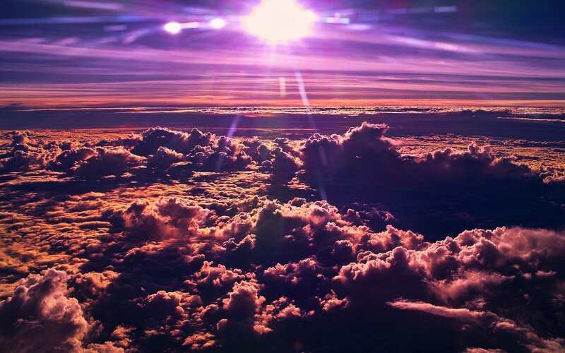 sunset over clouds from above