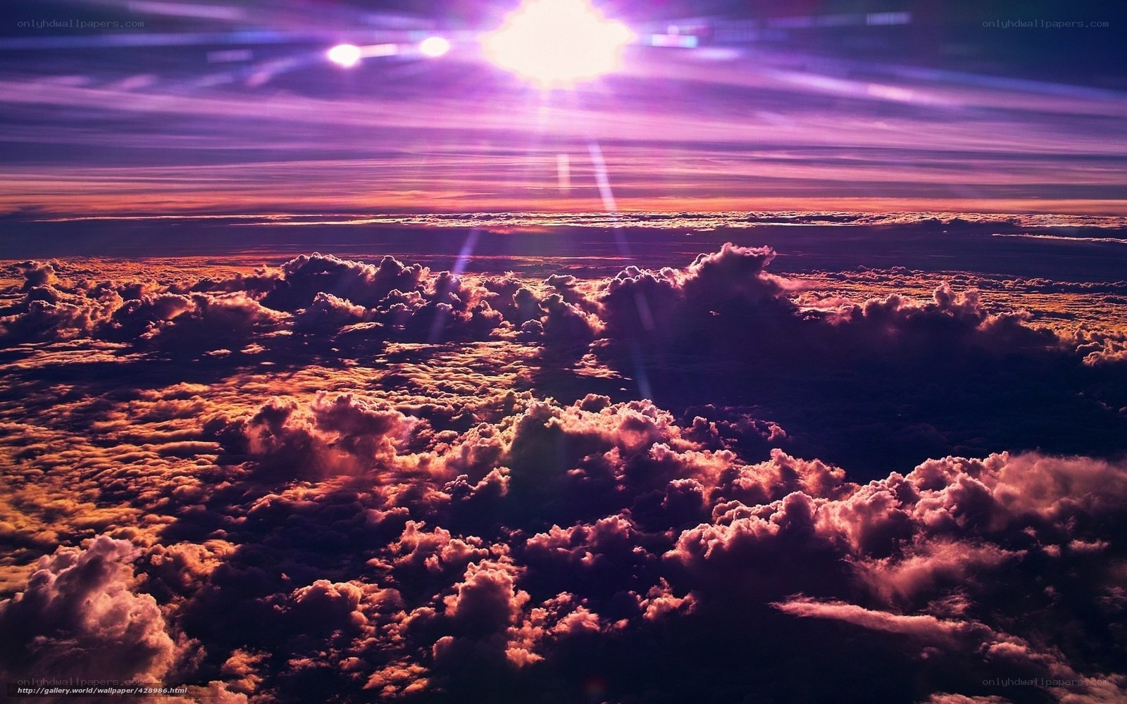 sunset over clouds from above