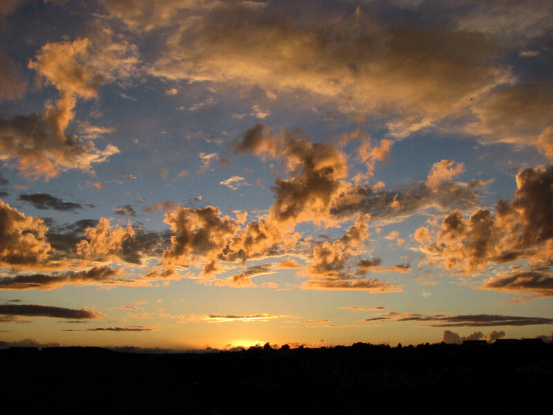 Sunset over Clouds — Orange, Dramatic, Photograph, Sky, Horizon, Blue, Black