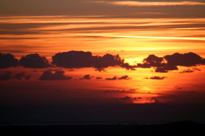 Sunset over Clouds — Orange, Dramatic, Photograph, Sky, Horizon, Red, Black