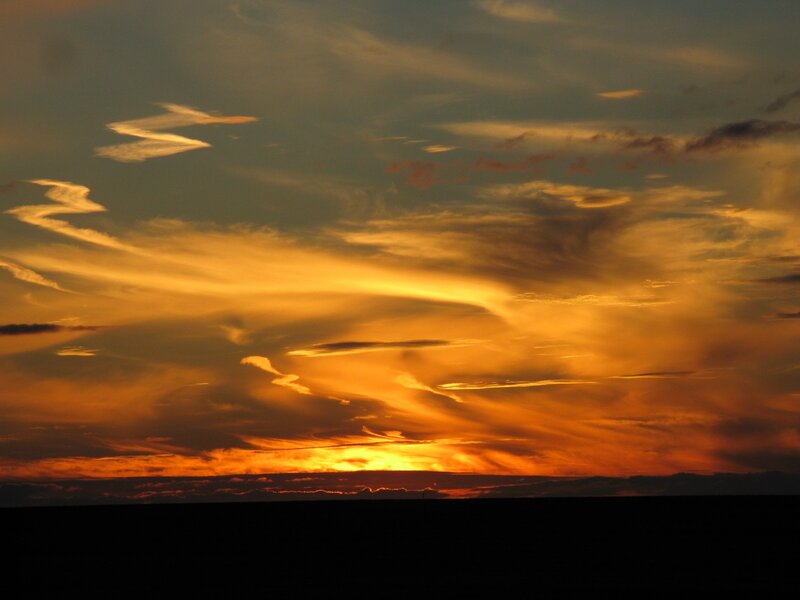 Sunset over Clouds — Orange, Dramatic, Photograph, Sky, Horizon, Yellow