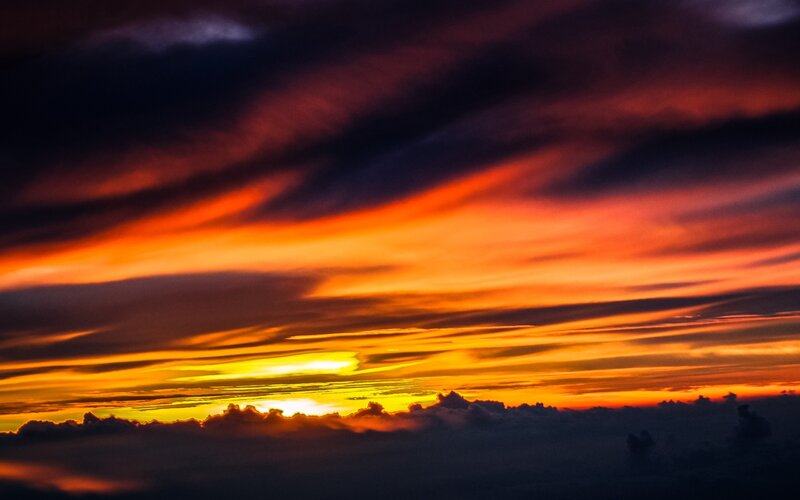 Sunset over Clouds — Orange, Dramatic, Photograph, Sky, Sun