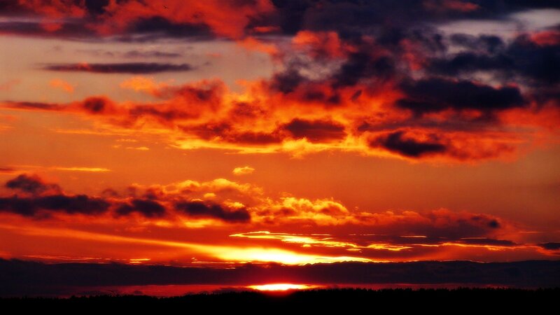 Sunset over Clouds — Orange, Dramatic, Photograph, Sky