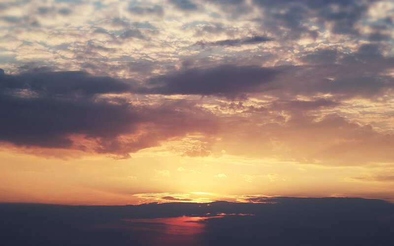 Sunset over Clouds — Orange, Dramatic, Photograph, Sun, Sky