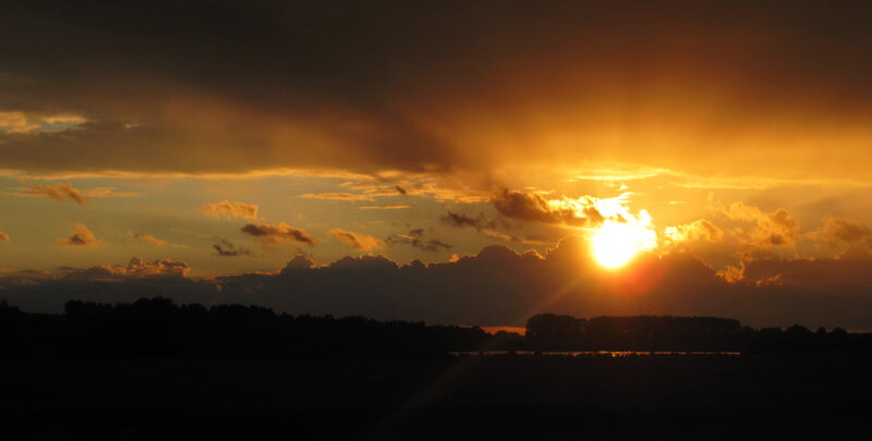 Sunset over Clouds — Orange, Dramatic, Photograph, Sun