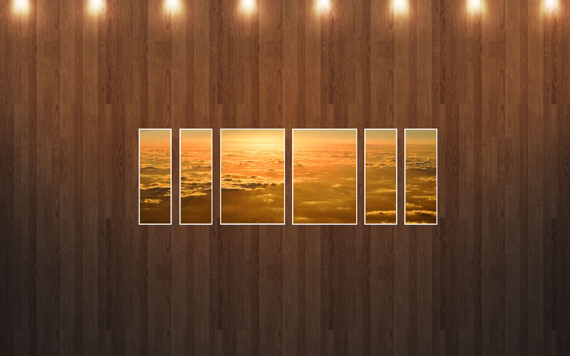 Sunset over clouds panorama