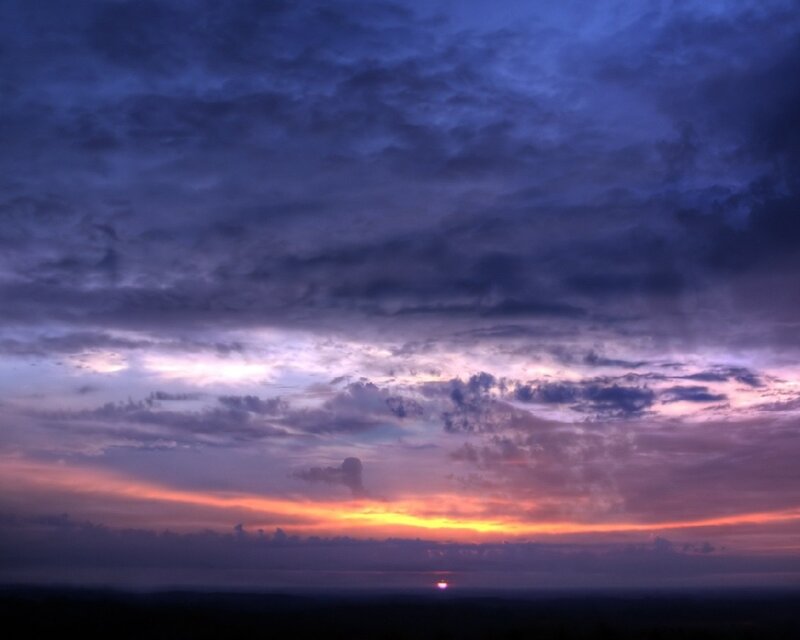 Sunset over Clouds — Purple, Dramatic, Photograph, Sun, Sky, Orange