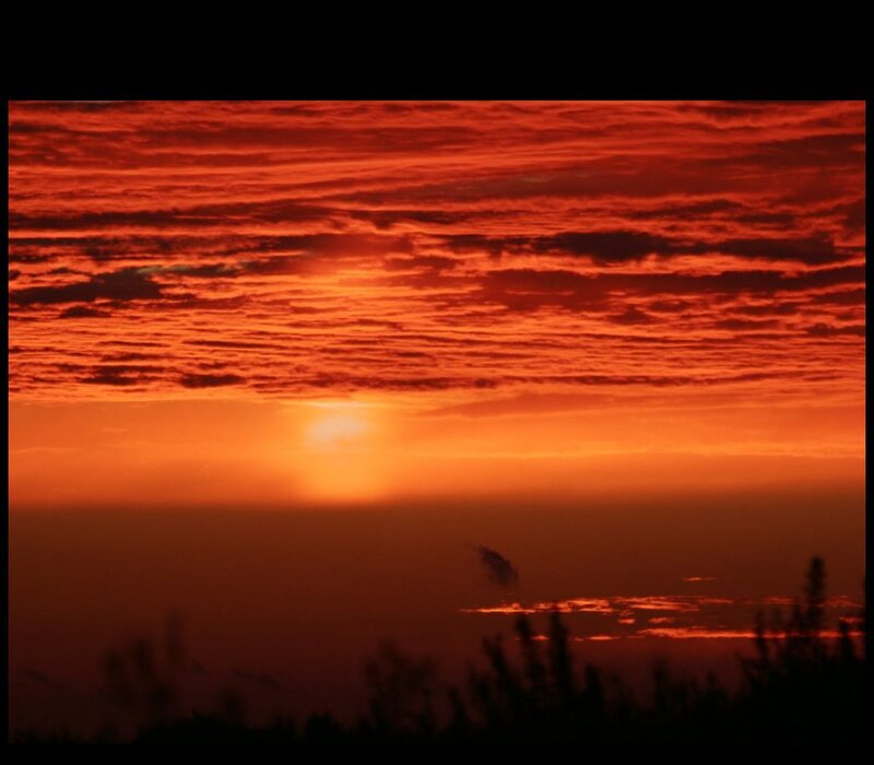 Sunset over Clouds — Red, Dramatic, Photograph, Sun, Silhouette
